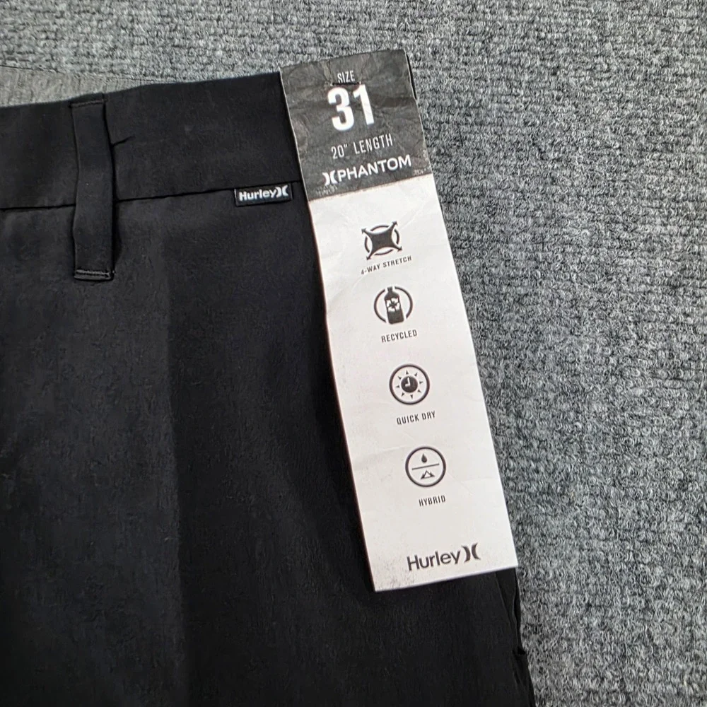 Hurley Phantom Mens Black Flex‎ Waist Shorts Size 31 20 Inch Length Golf